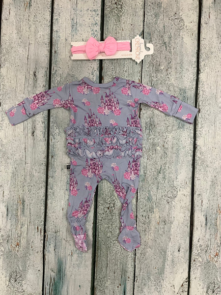 Samantha Ruffled Zippered Footie