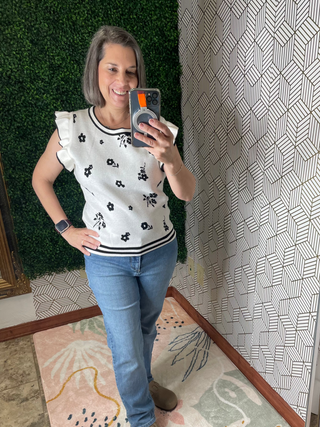 Ivory Floral Sweater 