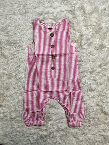 Pink Stripe Overalls