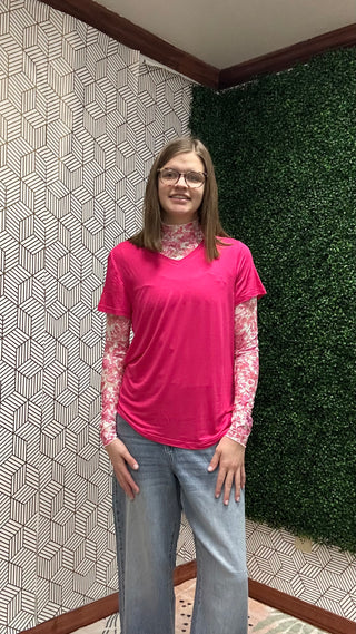 Kylie Pink Romance Lace Top-210 Womens Top-Jess Lea-Baby In Bloom