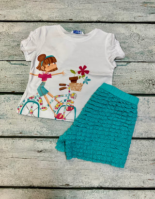 Teal Lace Ruffle Shorts