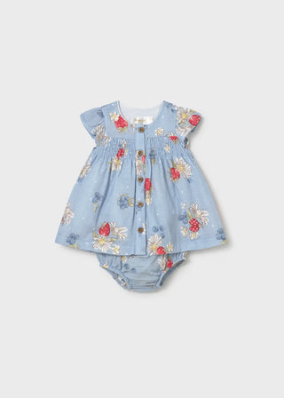 Floral Berry Baby Girl Chiffon Dress & Bloomer Set-160 Dress/Romper/Jumpsuit-Mayoral USA-Baby In Bloom