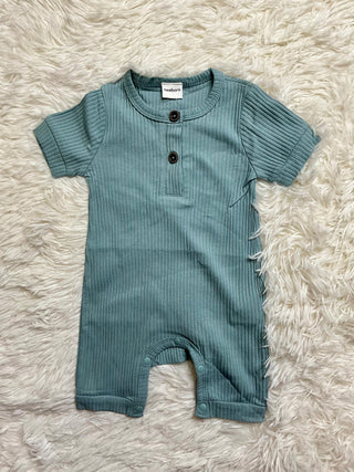 LIght Blue Ribbed Romper