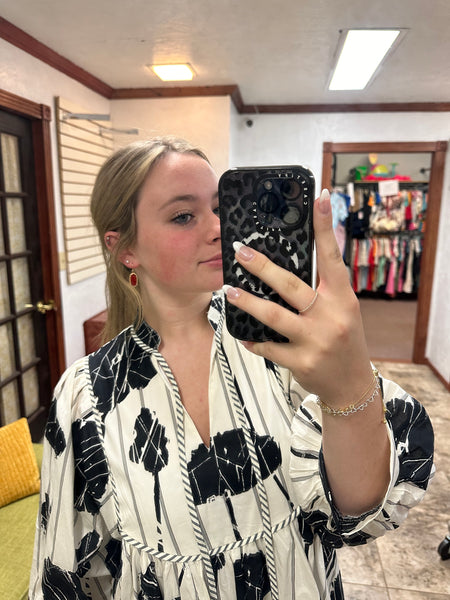 Black and White Leaves Dress