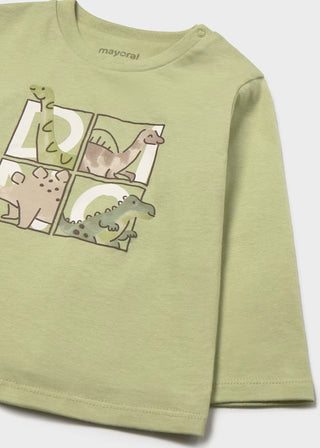 Little Explorer Cotton Dino Long Sleeve Tee-130 Kids Tops-Mayoral USA-Baby In Bloom