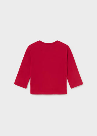 Soft Cotton Red Puppy Shirt - Durable "Party Time" Long Sleeve Tee-130 Kids Tops-Mayoral USA-Baby In Bloom