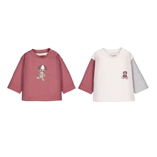 Aviator Teddy Bear Long Sleeve Tee – Playful Color-Block Baby Shirt