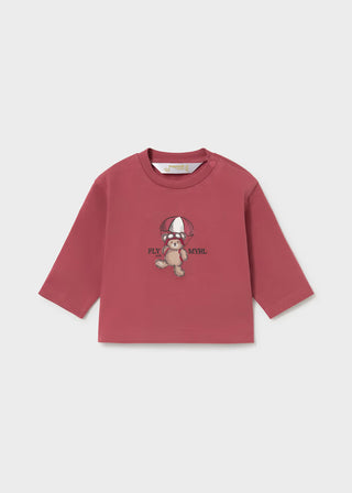 Little Bear Berry Red Wrap-Hem Sweatshirt-130 Kids Tops-Mayoral USA-Baby In Bloom
