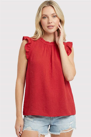 Scarlett Ruffle Flutter Sleeve Textured Blouse-210 Womens Top-Stacccato-Baby In Bloom