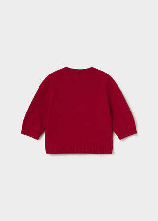 Mayoral Baby Red Teddy Bear Knit Sweater – Cozy Shoulder-Button Pullover-130 Kids Tops-Mayoral USA-Baby In Bloom