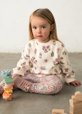 Meadow Bloom Vintage Floral Sweatshirt – Toddler & Girls Pullover-130 Kids Tops-Mayoral USA-Baby In Bloom