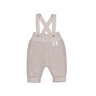 Essential Knit Baby Suspender Pants – Timeless Oatmeal Romper-140 Kids Bottoms-Mayoral USA-Baby In Bloom