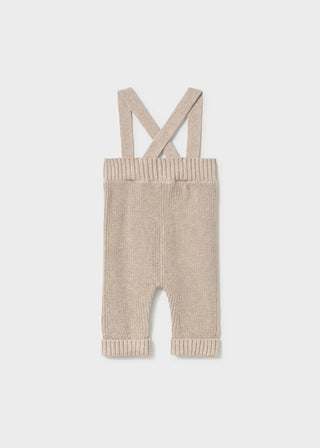 Essential Knit Baby Suspender Pants – Timeless Oatmeal Romper-140 Kids Bottoms-Mayoral USA-Baby In Bloom