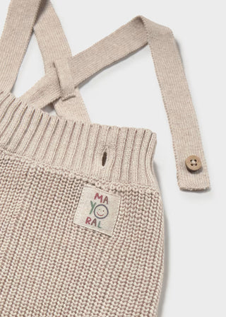 Essential Knit Baby Suspender Pants – Timeless Oatmeal Romper-140 Kids Bottoms-Mayoral USA-Baby In Bloom