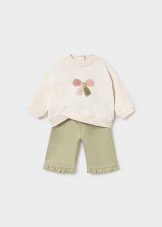 Everly Sage Ruffle-Hem Baby Joggers-140 Kids Bottoms-Mayoral USA-Baby In Bloom