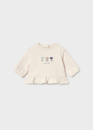 Oui Oui Baby Girl Peplum Ruffle Sweatshirt – Chic Pink Cotton Top-130 Kids Tops-Mayoral USA-Baby In Bloom