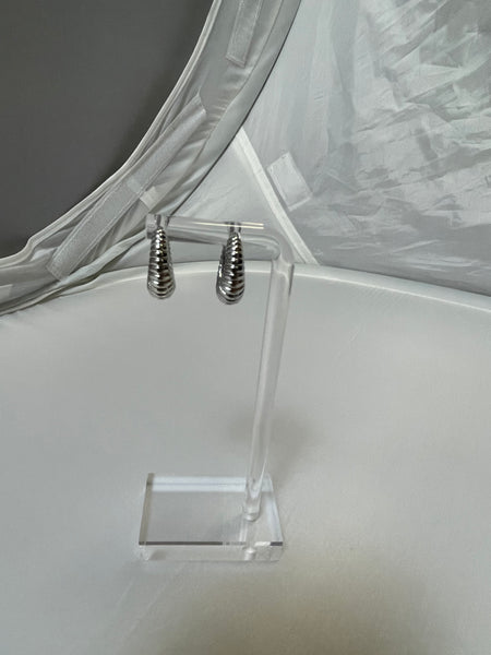 Silver Croissant Hoop Earrings