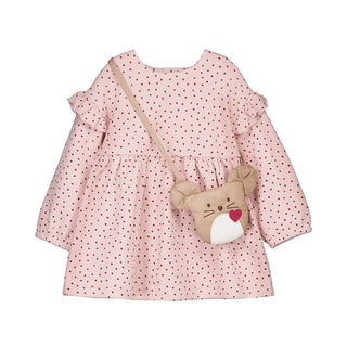 Soft Cotton Polka Dot Ruffle Dress with Matching Mouse Purse Set-160 Dress/Romper/Jumpsuit-Mayoral USA-Baby In Bloom