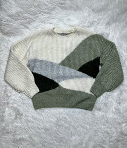 7306 Olive Geometry Sweater