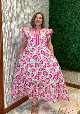 Pink Floral Maxi Dress