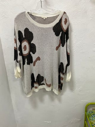Womens Ivory Floral Sweater
