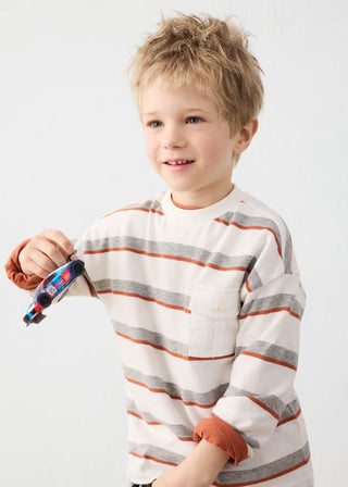 "Little Explorer" Striped Pocket Sweatshirt – Ultra-Soft Kids' Pullover-130 Kids Tops-Mayoral USA-Baby In Bloom