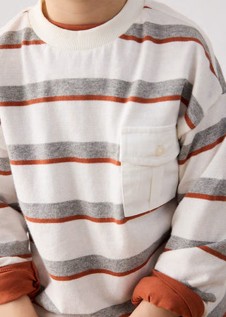 "Little Explorer" Striped Pocket Sweatshirt – Ultra-Soft Kids' Pullover-130 Kids Tops-Mayoral USA-Baby In Bloom