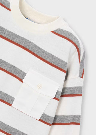 "Little Explorer" Striped Pocket Sweatshirt – Ultra-Soft Kids' Pullover-130 Kids Tops-Mayoral USA-Baby In Bloom