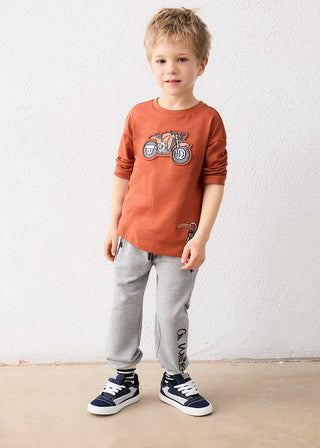 Kids’ 100% Cotton Motorcycle Graphic Tee – Durable Long Sleeve Playwear-130 Kids Tops-Mayoral USA-Baby In Bloom