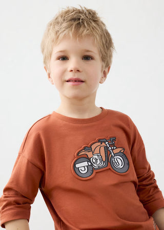 Kids’ 100% Cotton Motorcycle Graphic Tee – Durable Long Sleeve Playwear-130 Kids Tops-Mayoral USA-Baby In Bloom