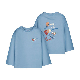 Boys' "Turn Up The Volume" 100% Cotton Long Sleeve Graphic Tee-130 Kids Tops-Mayoral USA-Baby In Bloom