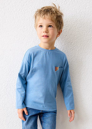 Boys' "Turn Up The Volume" 100% Cotton Long Sleeve Graphic Tee-130 Kids Tops-Mayoral USA-Baby In Bloom