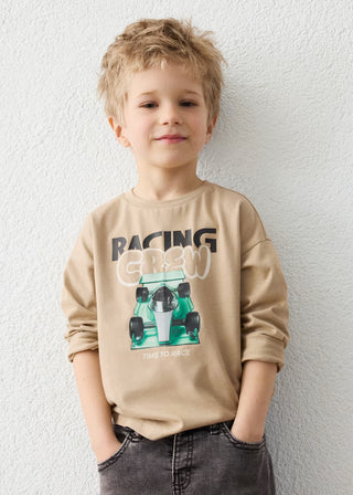Mayoral Boys' 100% Cotton 'Racing Crew' Long Sleeve Graphic T-Shirt-130 Kids Tops-Mayoral USA-Baby In Bloom