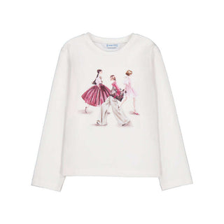 Girls’ Fashionista Premium Cotton Stretch Long Sleeve Tee-130 Kids Tops-Mayoral USA-Baby In Bloom