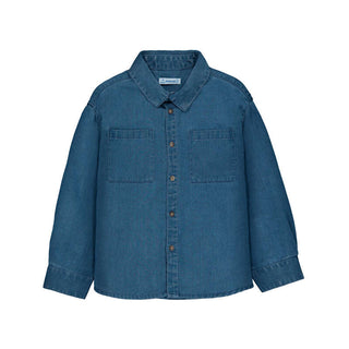 Mayoral Kids' Classic Long-Sleeve Denim Shirt – Premium Essential-130 Kids Tops-Mayoral USA-Baby In Bloom