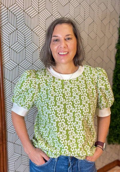 Avacado puff sleeve shirt