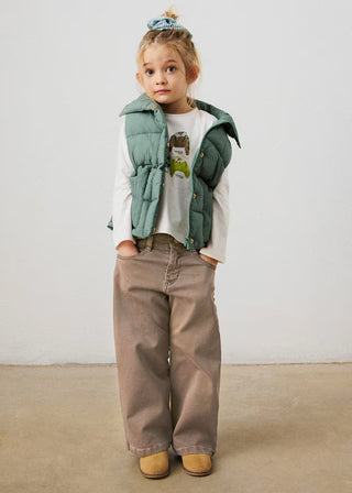 Girls' Scalloped Pocket Wide-Leg Jeans – Earthy Taupe-140 Kids Bottoms-Mayoral USA-Baby In Bloom