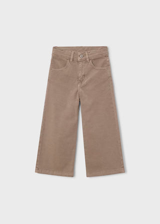 Girls' Scalloped Pocket Wide-Leg Jeans – Earthy Taupe-140 Kids Bottoms-Mayoral USA-Baby In Bloom