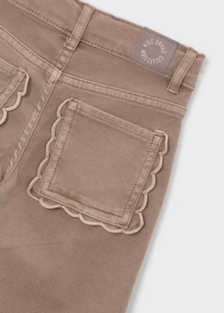 Girls' Scalloped Pocket Wide-Leg Jeans – Earthy Taupe-140 Kids Bottoms-Mayoral USA-Baby In Bloom