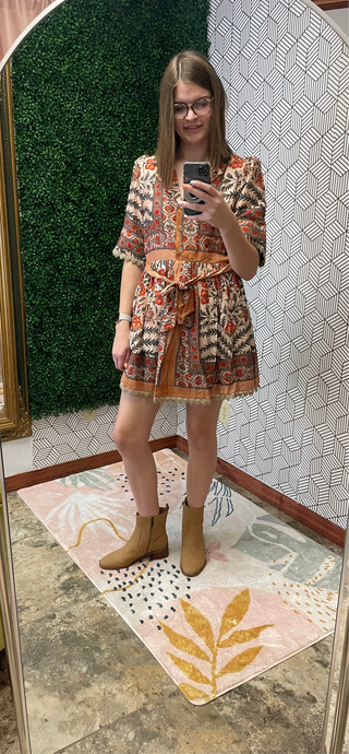 Charcoal Fall Floral Dress 