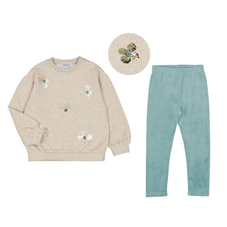 Aqua Velvet Leggings-Distress-Mayoral USA-Baby In Bloom