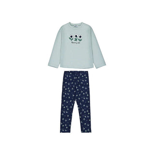 Girls' Navy Floral Cotton Leggings – Ultra-Soft Daily Wear