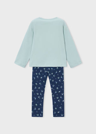 Girls' Navy Floral Cotton Leggings – Ultra-Soft Daily Wear-140 Kids Bottoms-Mayoral USA-Baby In Bloom