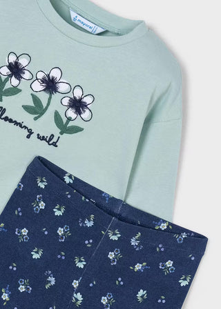 Girls' Navy Floral Cotton Leggings – Ultra-Soft Daily Wear-140 Kids Bottoms-Mayoral USA-Baby In Bloom