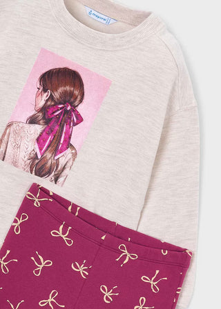 Little Bow Magic: Girls’ Cotton Flare Leggings-140 Kids Bottoms-Mayoral USA-Baby In Bloom