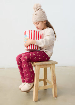 Little Bow Magic: Girls’ Cotton Flare Leggings-140 Kids Bottoms-Mayoral USA-Baby In Bloom