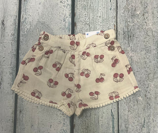 Cream Shorts with Cherries-140 Kids Bottoms-Mayoral USA-Baby In Bloom