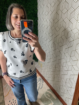 Ivory floral Sweater
