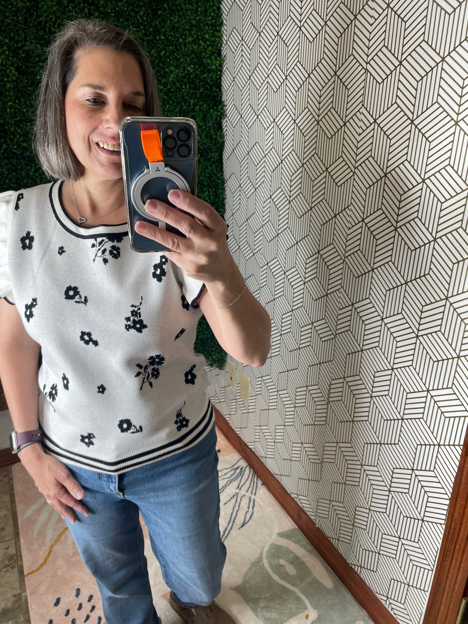 Ivory floral Sweater
