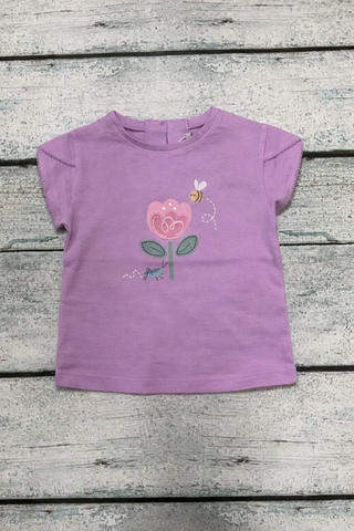 Lavender Garden Bee Shirt-130 Kids Tops-Mayoral USA-Baby In Bloom